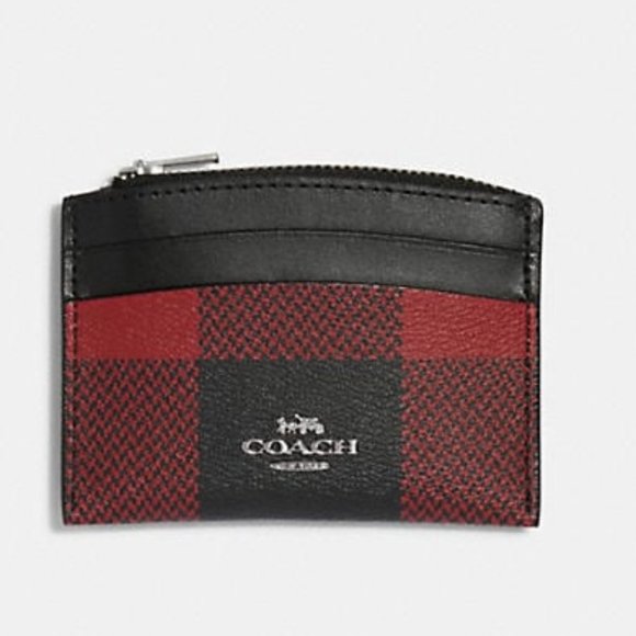 ❣️❣️ NWT COACH Shaped Card Case With Buffalo Plaid Print ❣️❣️ - Picture 1 of 1